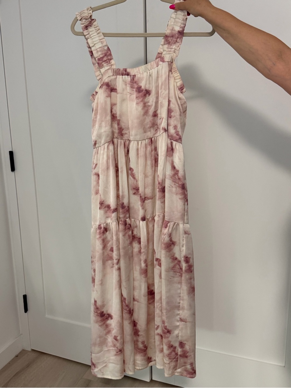 Tiered Midi Dress with Blush Tie-Dye